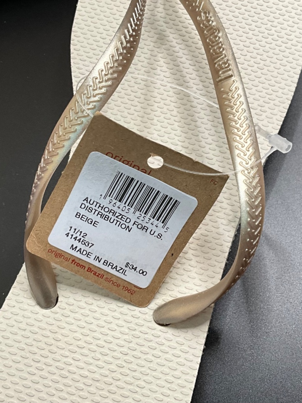 Havianas Slim Flatform Flip-Flops-Beige NWT US Women’s 10/Men’s 8.5/EU41-42 - Picture 5 of 6